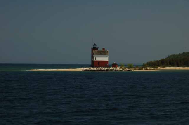 Round Island Lighthouse on Lake Huron at the Mackinac Straits